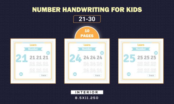 Number Handwriting Tracing 21-30 for Kid
