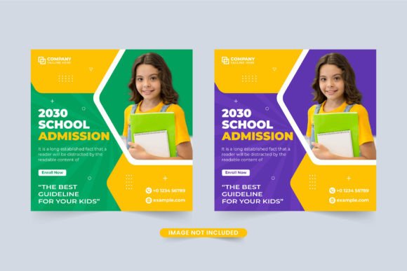 School Admission Web Banner Vector